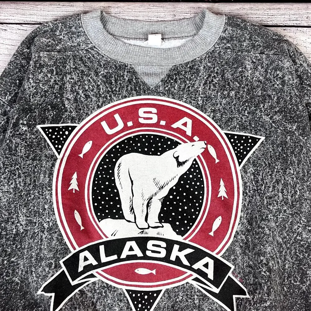 Vintage 1988 Alaska Polar Bear Animal / Nature / Tourist Crewneck - Picture 2 of 6